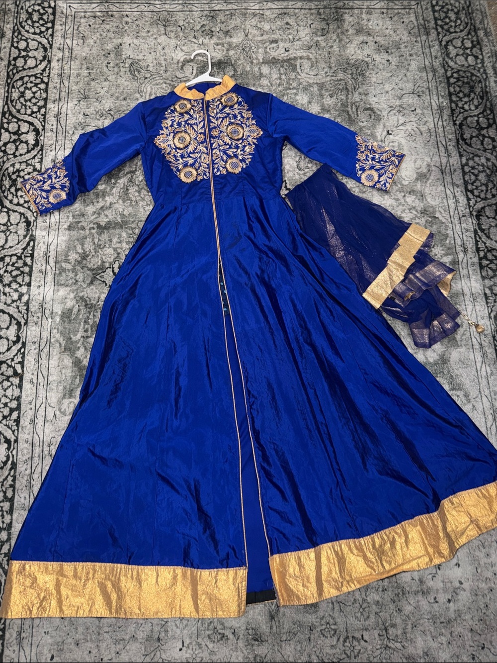 Ethnic Indian Wear Royal Blue and Gold Embroidered Women's Kurta Set